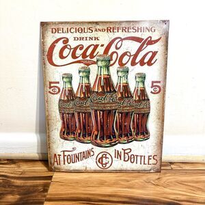 Coca-Cola 5 Cent Metal Sign - Delicious and Refreshing - 12.5" x 16" - NWOT